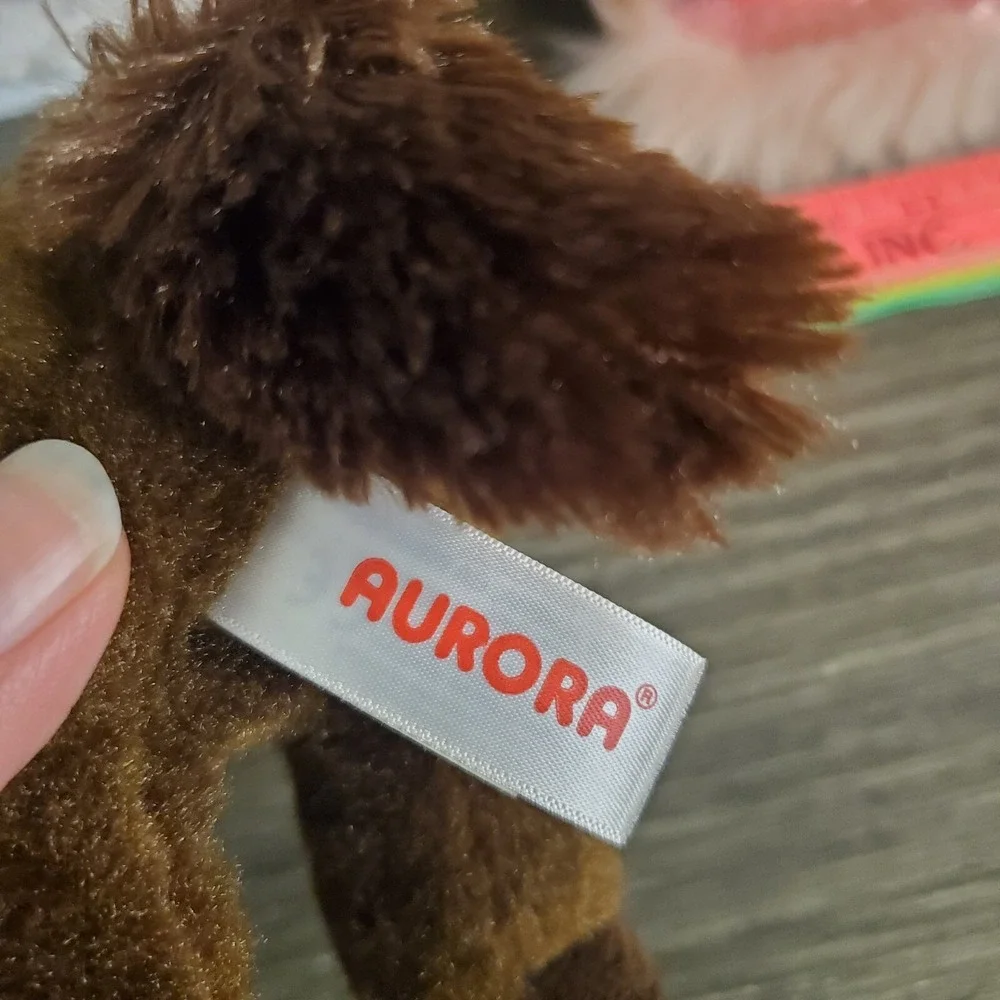 Aurora Plush Brown Horse W/ Pink Sequins Carrying Purse Pouch - Picture 6 of 8